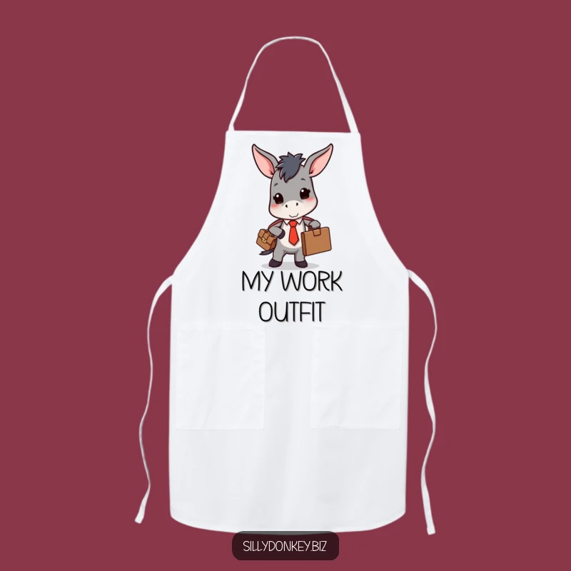 Funny Donkey Tie Apron: Kawaii Chef’s Struggle Wear for Humorous Kitchen Gift
