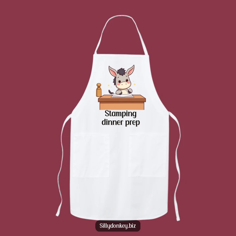 Funny Donkey Stamp Apron: Kawaii Chef’s Productive Wear for Humorous Kitchen Gift