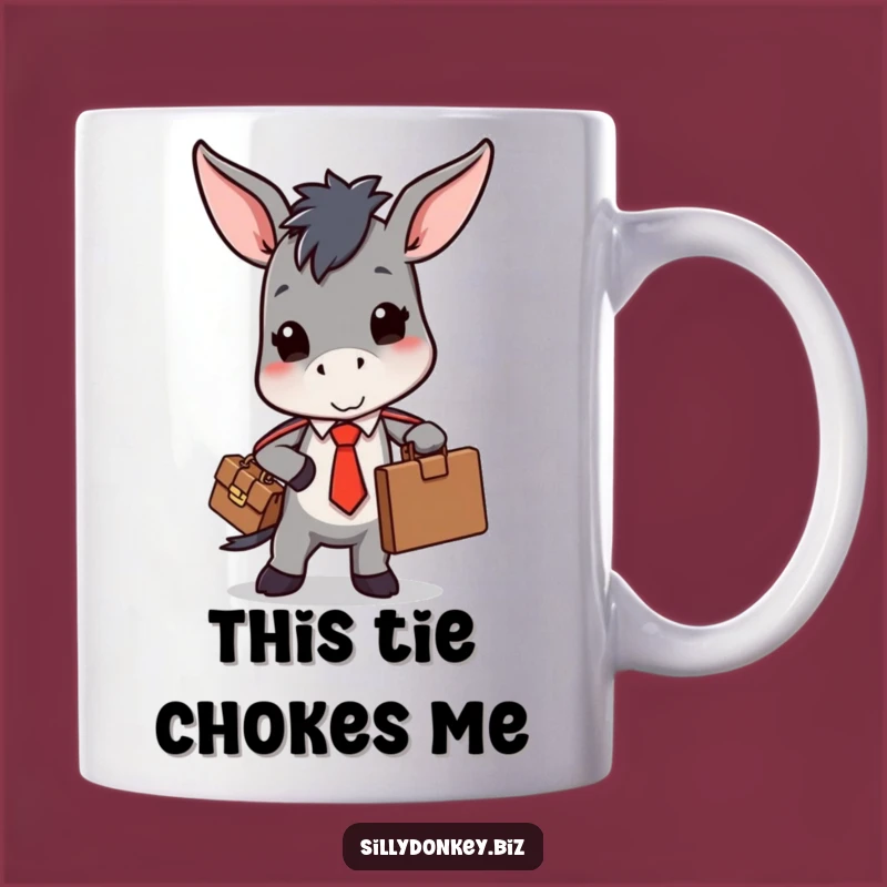 Funny Kawaii Donkey Tie Mug: Stressed Office Worker Gift for a Humorous Morning