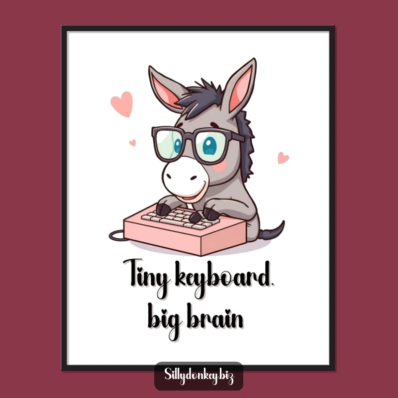 Funny Donkey Typing Digital Print: Instant Hilarious Art for Your Walls