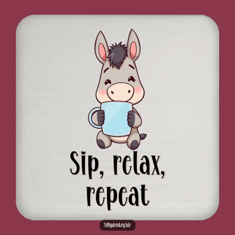 Funny Kawaii Donkey Coaster: Weary Cheerful Donkey Drink Protector, Quirky Funny Gift