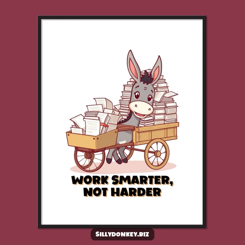 Funny Donkey Paperwork Poster: Hilarious Office Art for a Cheerful Space