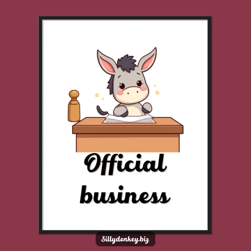 Funny Donkey Stamp Poster: Kawaii Productive Art for Humorous Wall Decor Gift