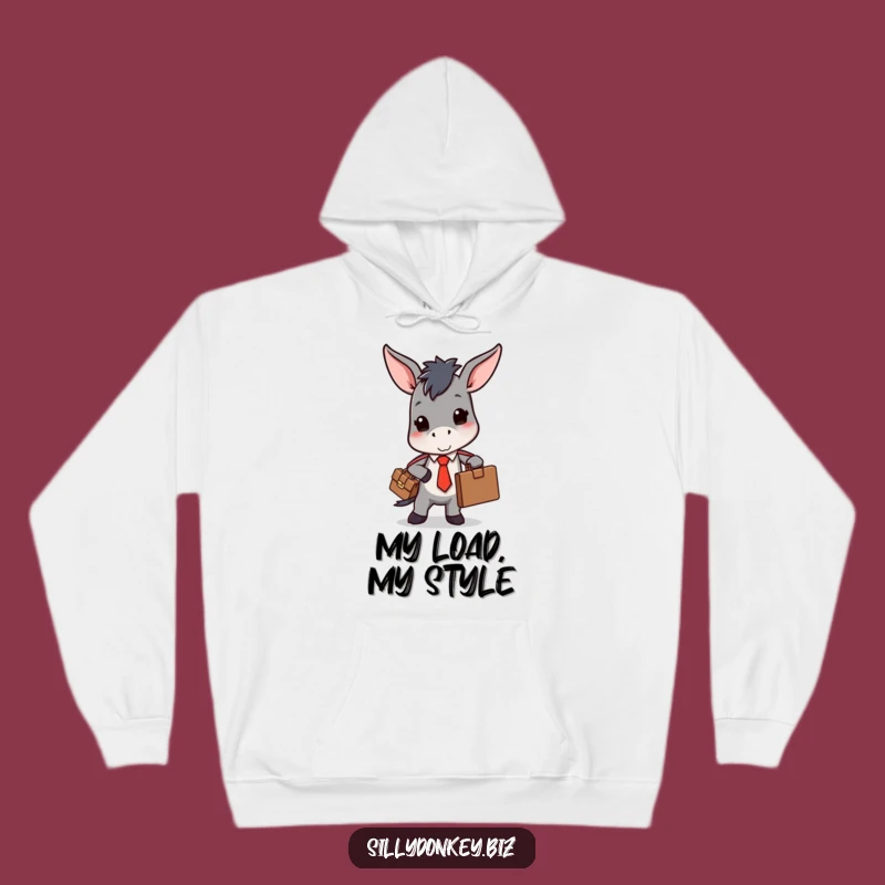 Funny Donkey Tie Hoodie: Cozy Kawaii Office Struggle Sweatshirt for Relatable Humor Gift