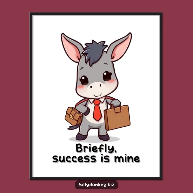 Free Printable Wall Art: Stressed Donkey with Briefcase for a Humorous Office Vibe