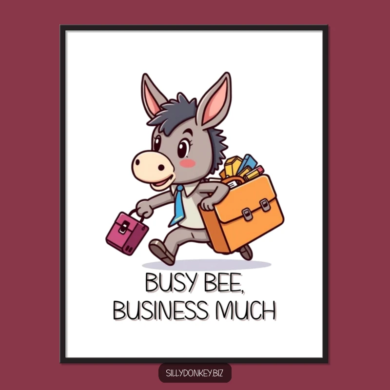 Free Printable Funny Wall Art: Rushing Donkey, Humorous Downloadable Art Gift