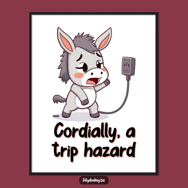 Free Printable Wall Art: Startled Donkey Tripping for a Humorous Home Accent