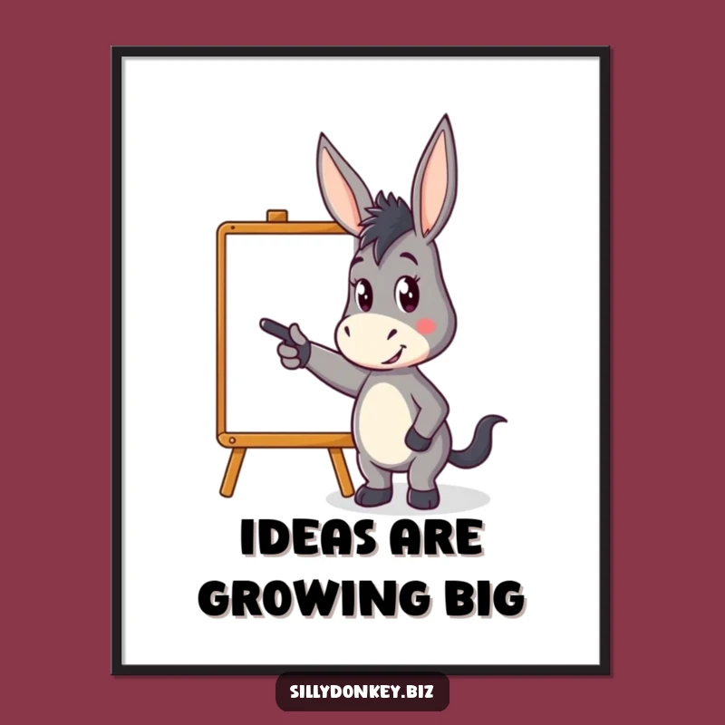 Free Printable Funny Wall Art: Donkey Whiteboard Plans, Humorous Downloadable Art Gift