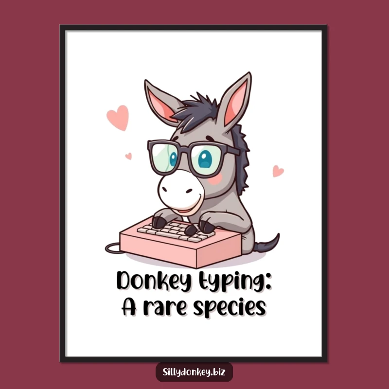 Free Printable Wall Art: Funny Donkey Typing, Quirky Office Decor Download!