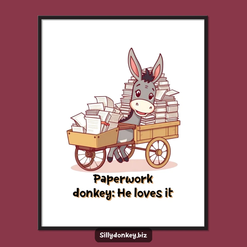 Free Printable Wall Art: Donkey Pushing Paperwork, Hilarious Office Decor Download!