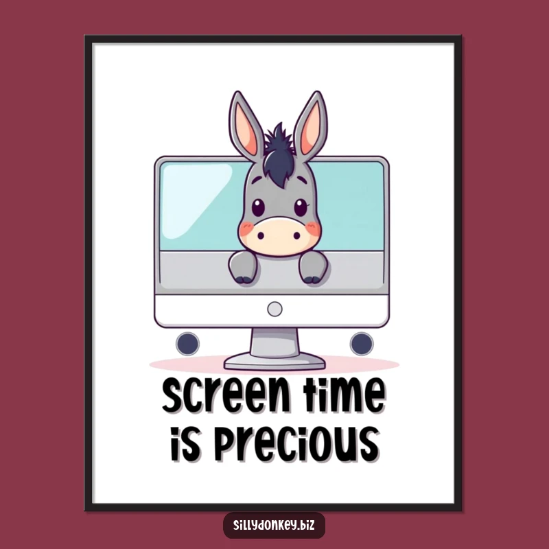 Free Printable Funny Wall Art: Donkey Monitor Peek, Humorous Downloadable Art Gift