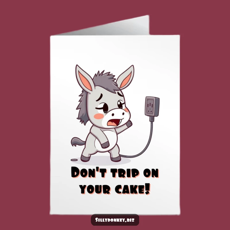 Funny Free Printable Birthday Card: Startled Donkey's Mishap for a Hilarious Greeting