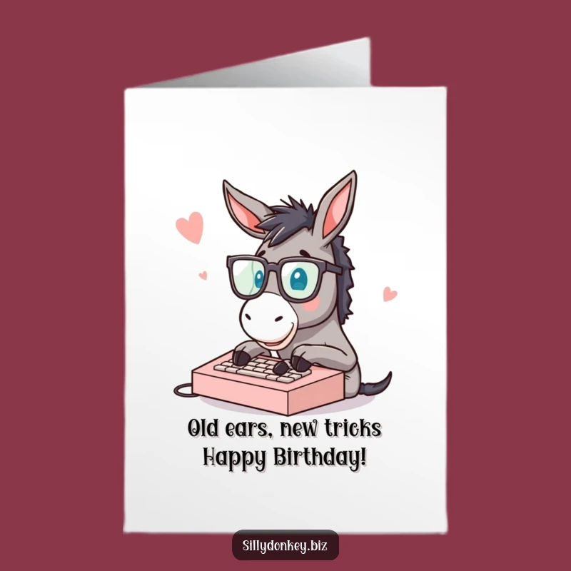 Free Printable Funny Birthday Card: Speedy Donkey Typing, Perfect Digital Download Gift!