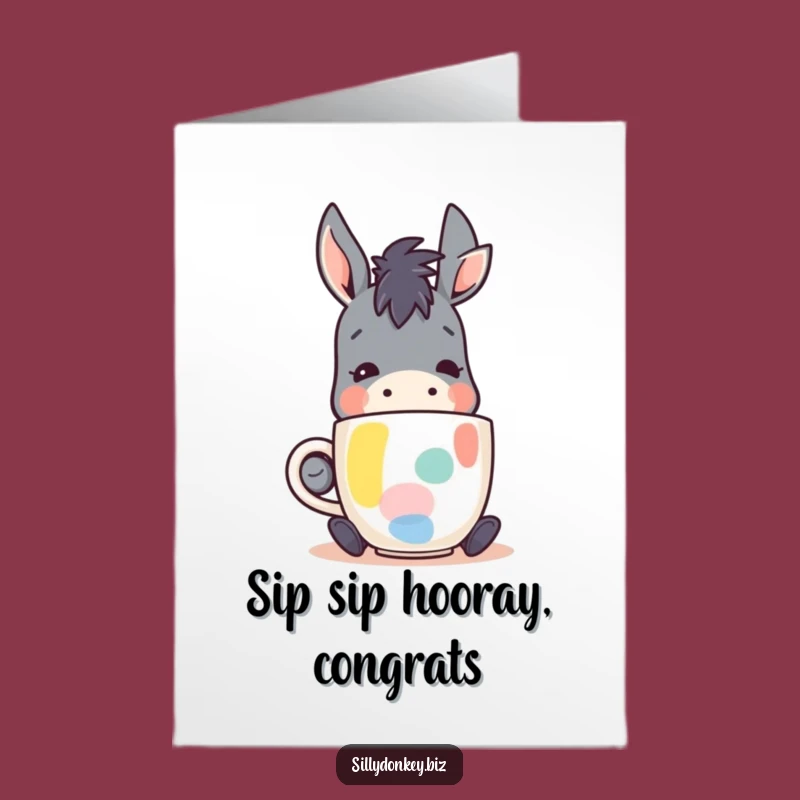 Free Printable Donkey Congratulations Card: Coffee Cheers Downloadable Gift