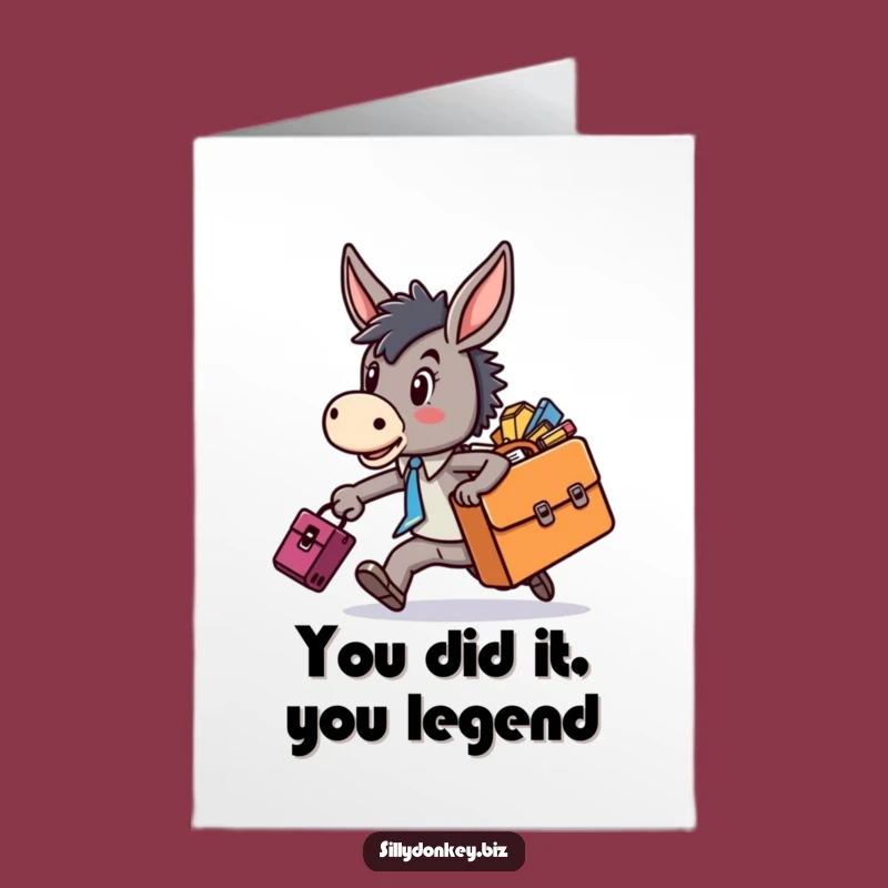 Free Printable Donkey Congratulations Card: Rushing Success Downloadable Gift