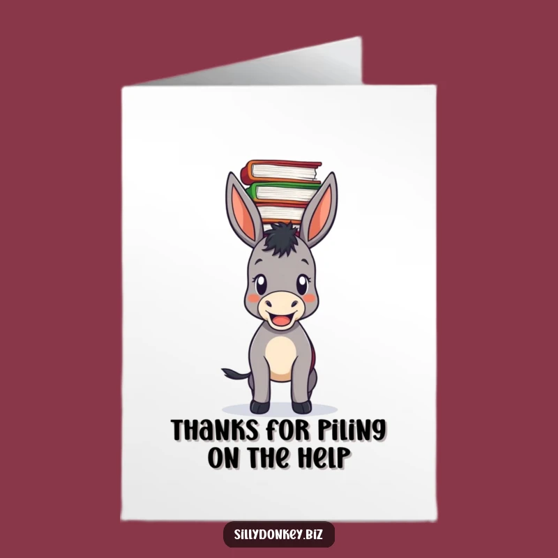 Free Printable Thank You Card: Donkey Balancing Files, Express Gratitude with a Smile!