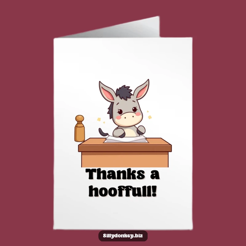 Funny Free Printable Thank You Card: Stamping Donkey for a Cheerful Appreciation Note