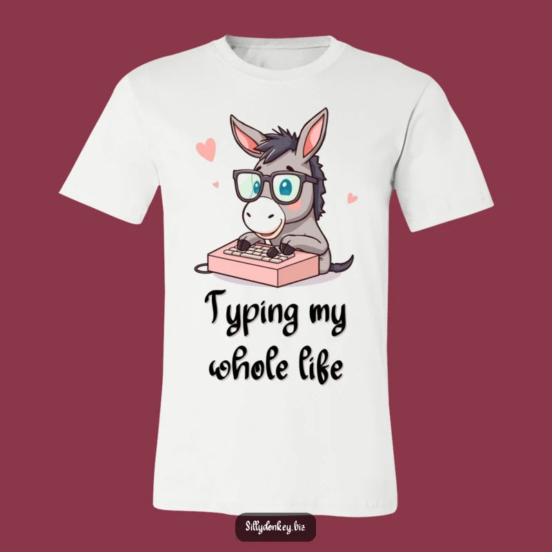 Funny Donkey Typing Shirt: Hilarious Spectacled Donkey for a Comical Gift