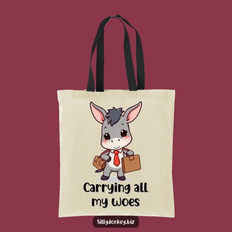 Funny Donkey Tie Tote Bag: Kawaii Office Carry-All for Humorous Daily Errands Gift