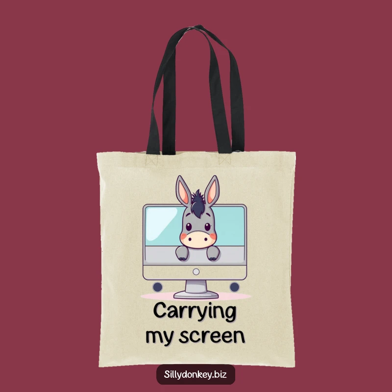 Funny Donkey Monitor Tote Bag: Carry Your Tech Gear with a Smile